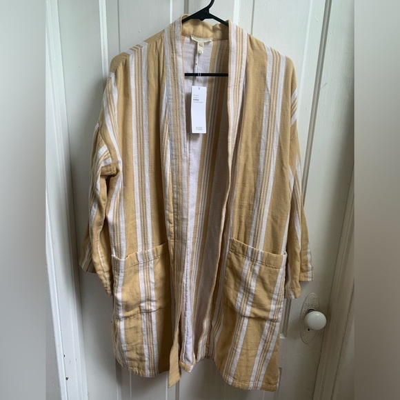 NWT Eileen Fisher Striped Organic Cotton Doubleweave Kimono Size Small/Medium - Picture 3 of 10